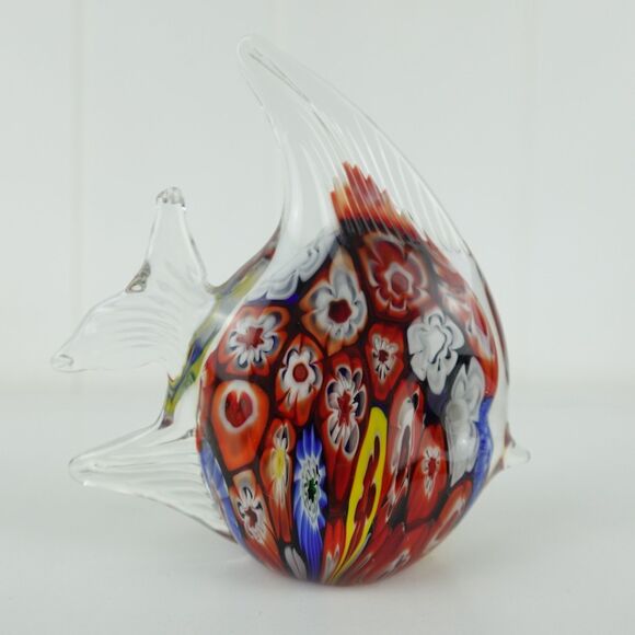 Hand Blown Art Glass Colorful Fish Paperweight Decor Figurine - Picture 2 of 14